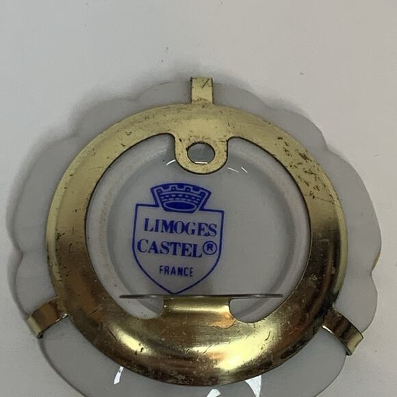 Vintage Limoges Fragonard Courting Couple Miniature Plate Stand Gold Pink - Picture 7 of 9